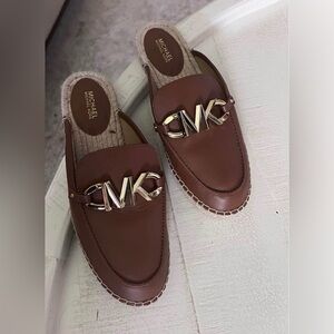 Michael Kors Tan Loafers with Silver MK Logo